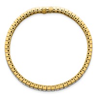 14K Yellow Gold 7 Carat Lab Grown Diamond VS+ F+ Complete Princess Bezel Set Tennis Bracelet view 4