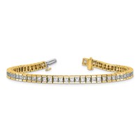14K Yellow Gold 7 Carat Lab Grown Diamond VS+ F+ Complete Princess Bezel Set Tennis Bracelet view 5