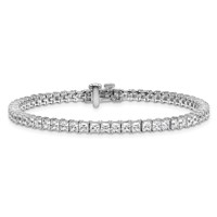 14K White Gold 7 Carat Lab Grown Diamond VS SI+ G+ Complete Princess Prong Set Tennis Bracelet view 3