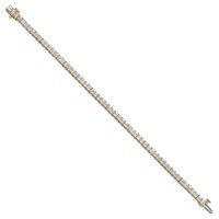 14K Yellow Gold 7 Carat Lab Grown Diamond VS+ F+ Complete Princess Prong Set Tennis Bracelet view 2