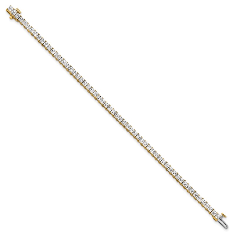 14k 7 carat Lab Grown Diamond VS/SI+ G+ Complete Princess Prong Set Tennis Bracelet