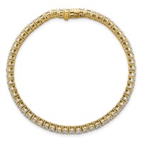 14K Yellow Gold 7 Carat Lab Grown Diamond VS+ F+ Complete Princess Prong Set Tennis Bracelet view 4