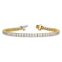 14K Yellow Gold 7 Carat Lab Grown Diamond VS+ F+ Complete Princess Prong Set Tennis Bracelet view 5
