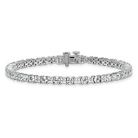 14K White Gold 7 Carat Lab Grown Diamond VS+ F+ Complete Princess and Round Tennis Bracelet view 3