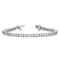14K White Gold 7 Carat Lab Grown Diamond VS+ F+ Complete Princess and Round Tennis Bracelet view 5