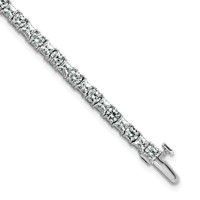 14K White Gold 7 Carat Lab Grown Diamond VS SI+ G+ Complete Princess and Round Tennis Bracelet view 1