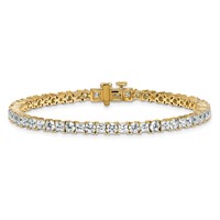 14K Yellow Gold 7 Carat Lab Grown Diamond VS SI+ G+ Complete Princess and Round Tennis Bracelet view 3