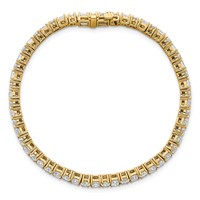 14K Yellow Gold 7 Carat Lab Grown Diamond VS SI+ G+ Complete Princess and Round Tennis Bracelet view 4