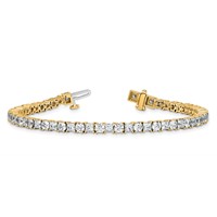 14K Yellow Gold 7 Carat Lab Grown Diamond VS SI+ G+ Complete Princess and Round Tennis Bracelet view 5