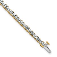 14K Yellow Gold 7 Carat Lab Grown Diamond VS SI+ G+ Complete Princess and Round Tennis Bracelet view 1