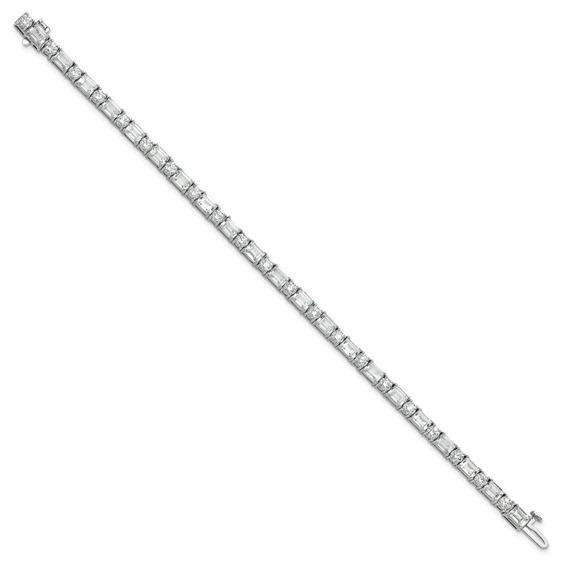 14k White Gold 10 carat Lab Grown Diamond VS/SI+ G+ Complete Emerald and Round Tennis Bracelet
