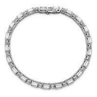 14K White Gold 10 Carat Certified Lab Grown Diamond VS SI+ G+ Complete Emerald and Round Tennis Bracelet view 4