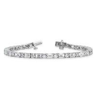 14K White Gold 10 Carat Certified Lab Grown Diamond VS SI+ G+ Complete Emerald and Round Tennis Bracelet view 5