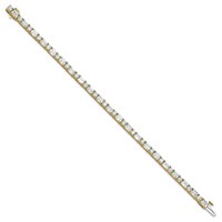 14K Yellow Gold 10 Carat Certified Lab Grown Diamond VS+ F+ Complete Emerald and Round Tennis Bracelet view 2