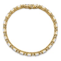 14K Yellow Gold 10 Carat Certified Lab Grown Diamond VS+ F+ Complete Emerald and Round Tennis Bracelet view 5