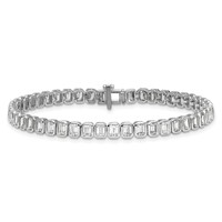 14K White Gold 6.50 Carat Certified Lab Grown Diamond VS SI+ G+ Complete Emerald Bezel Set Tennis Bracelet view 4