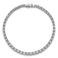 14K White Gold 6.50 Carat Certified Lab Grown Diamond VS SI+ G+ Complete Emerald Bezel Set Tennis Bracelet view 5