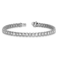 14K White Gold 6.50 Carat Lab Grown Diamond VS SI+ G+ Complete Emerald Bezel Set Tennis Bracelet view 5