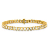 14K Yellow Gold 6.50 Carat Certified Lab Grown Diamond VS+ F+ Complete Emerald Bezel Set Tennis Bracelet, Igi Jewelry Certification view 4