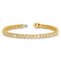 14K Yellow Gold 6.50 Carat Lab Grown Diamond VS+ F+ Complete Emerald Bezel Set Tennis Bracelet view 5