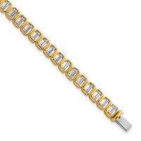14K Yellow Gold 6.50 Carat Certified Lab Grown Diamond VS+ F+ Complete Emerald Bezel Set Tennis Bracelet, Igi Jewelry Certification view 1