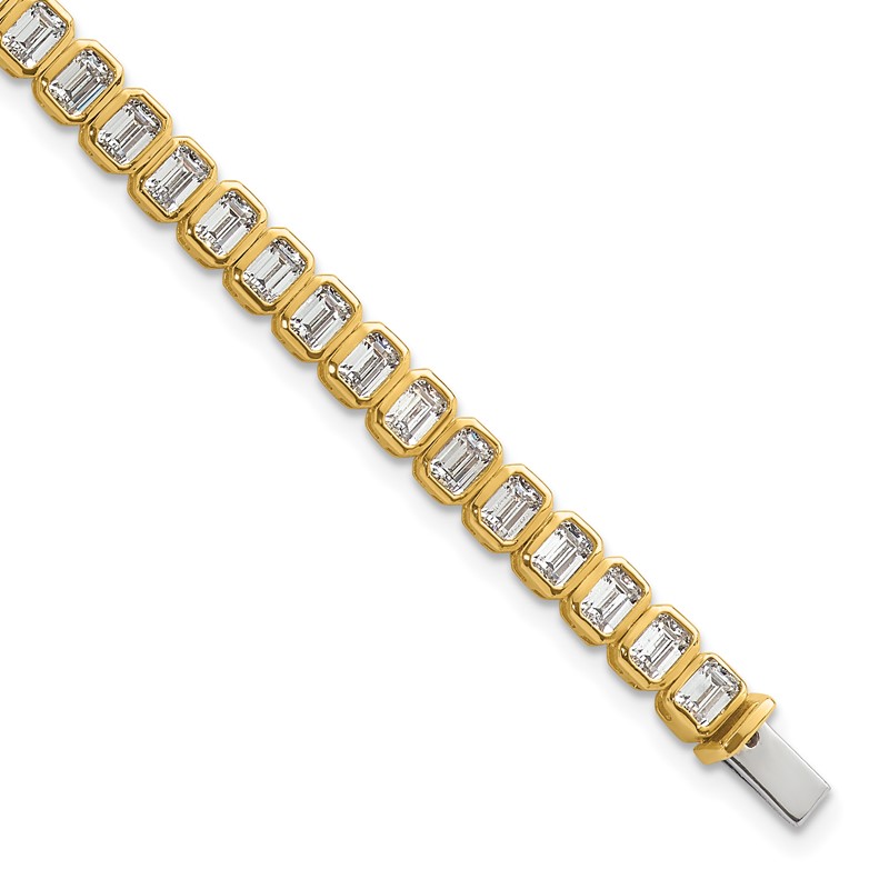 14k 6 1/2 carat Lab Grown Diamond VS/SI+ G+ Emerald Bezel Set Tennis Bracelet