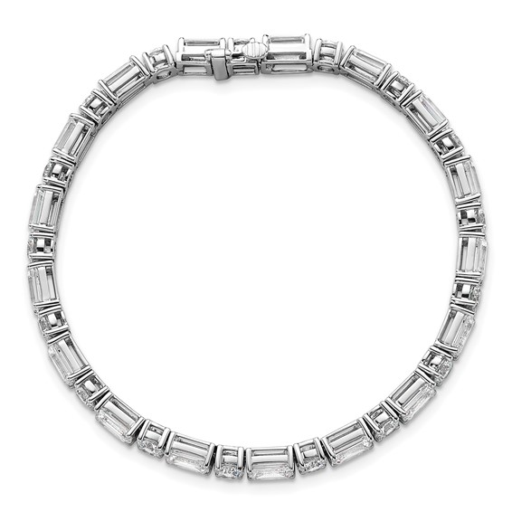 14K White Gold VS+ F+ Lab Grown Emerald and Round Diamond Tennis Brac