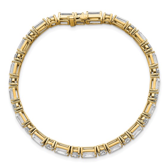 14K Yellow Gold VS/SI+ G+ Lab Grown Emerald and Round Diamond Tennis Brac