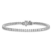 14K White Gold 5 Carat Lab Grown Diamond VS SI+ G+ Complete Princess Prong Set Tennis Bracelet view 3