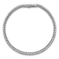 14K White Gold 5 Carat Lab Grown Diamond VS SI+ G+ Complete Princess Prong Set Tennis Bracelet view 4