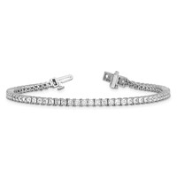 14K White Gold 5 Carat Lab Grown Diamond VS SI+ G+ Complete Princess Prong Set Tennis Bracelet view 5