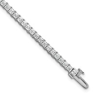 14K White Gold 5 Carat Lab Grown Diamond VS SI+ G+ Complete Princess Prong Set Tennis Bracelet view 1