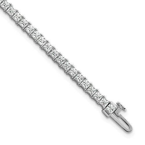 14K White Gold 5 Carat Lab Grown Diamond VS+ F+ Complete Princess Prong Set Tennis Bracelet