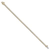 14K Yellow Gold 5 Carat Lab Grown Diamond VS SI+ G+ Complete Princess Prong Set Tennis Bracelet view 2