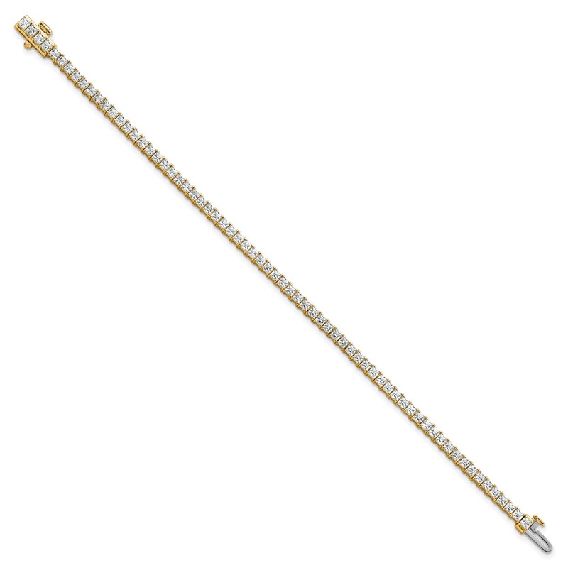 14k 5 carat Lab Grown Diamond VS/SI+ G+ Complete Princess Prong Set Tennis Bracelet