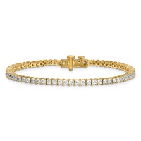 14K Yellow Gold 5 Carat Lab Grown Diamond VS SI+ G+ Complete Princess Prong Set Tennis Bracelet view 3