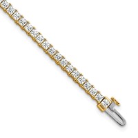 14K Yellow Gold 5 Carat Lab Grown Diamond VS SI+ G+ Complete Princess Prong Set Tennis Bracelet view 1