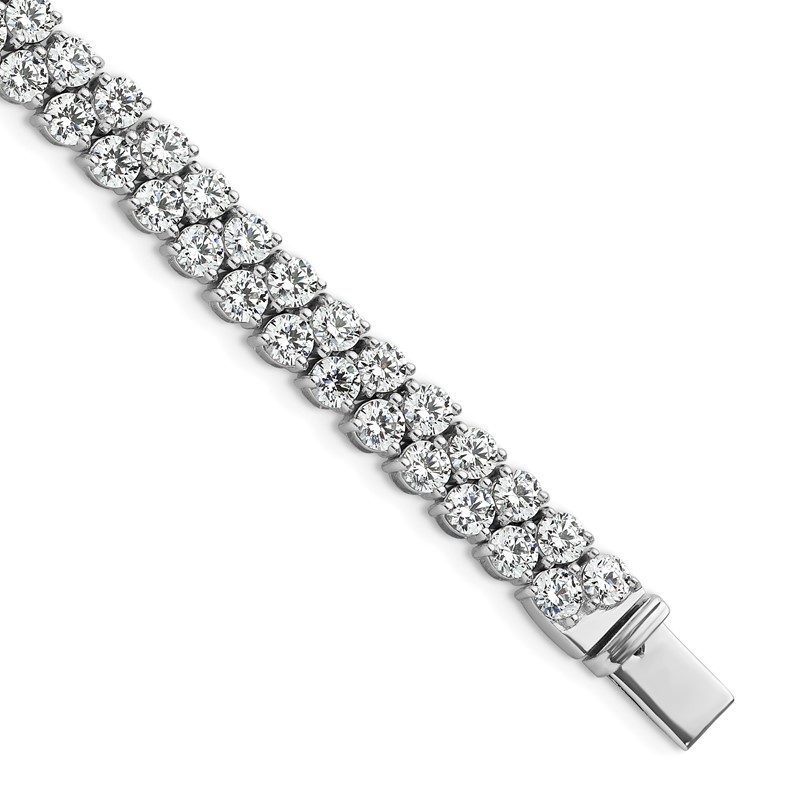 14k White Gold 10 1/2 carat Lab Grown Diamond VS/SI+ G+ 7 inch Fancy Tennis Bracelet