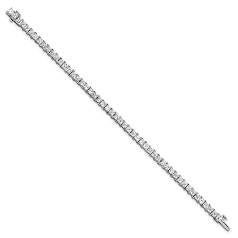 14k White Gold 10 carat Lab Grown Diamond VS/SI+ G+ Complete Princess Prong Set Tennis Bracelet
