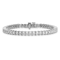 14K White Gold 10 Carat Lab Grown Diamond VS SI+ G+ Complete Princess Prong Set Tennis Bracelet view 3