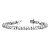 14K White Gold 10 Carat Lab Grown Diamond VS SI+ G+ Complete Princess Prong Set Tennis Bracelet view 5