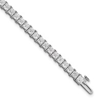 14K White Gold 10 Carat Lab Grown Diamond VS SI+ G+ Complete Princess Prong Set Tennis Bracelet view 1