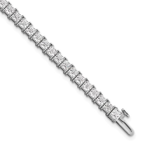 14K White Gold 10 Carat Lab Grown Diamond VS SI+ G+ Complete Princess Prong Set Tennis Bracelet