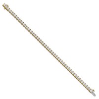 14K Yellow Gold 10 Carat Lab Grown Diamond VS+ F+ Complete Princess Prong Set Tennis Bracelet view 2