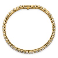 14K Yellow Gold 10 Carat Lab Grown Diamond VS+ F+ Complete Princess Prong Set Tennis Bracelet view 4