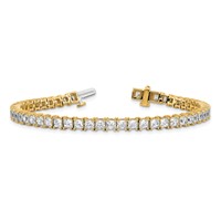 14K Yellow Gold 10 Carat Lab Grown Diamond VS+ F+ Complete Princess Prong Set Tennis Bracelet view 5