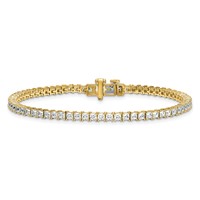 14K Yellow Gold 6 Carat Lab Grown Diamond VS SI+ G+ Complete Princess Tennis Bracelet view 3