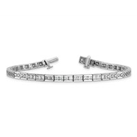 14K White Gold 5 Carat Lab Grown Diamond VS SI+ G+ Complete Princess Bezel Set Tennis Bracelet view 5