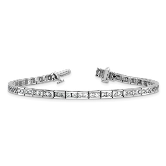 14kw 6 carat Lab Grown Diamond VS/SI+ G+ Complete Princess Tennis Bracelet