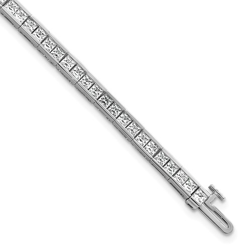 14K White Gold 6 Carat Lab Grown Diamond VS SI+ G+ Complete Princess Tennis Bracelet